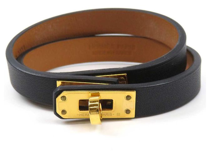 Hermès Hermes Leather Mini Kelly Double Tour Bracelet Black - view 5