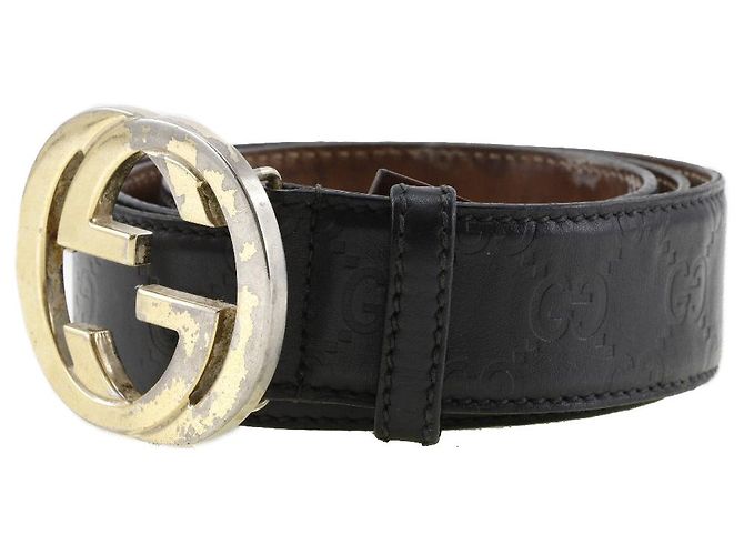 Schwarzer Gucci Leder-Gürtel mit Flechtmuster - Ansicht 2