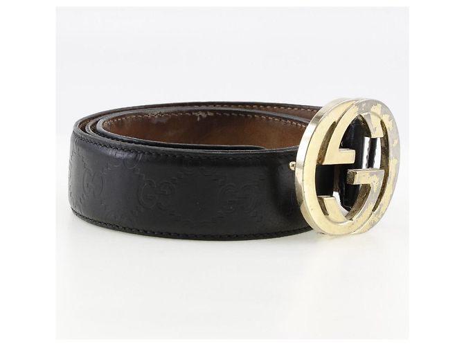 Schwarzer Gucci Leder-Gürtel mit Flechtmuster - Ansicht 3