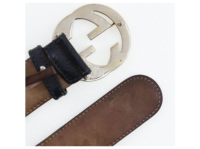 Schwarzer Gucci Leder-Gürtel mit Flechtmuster - Ansicht 5
