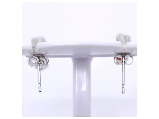 Autre Marque Pendientes de oro blanco K14 con motivo de hoja Plata - vista 3