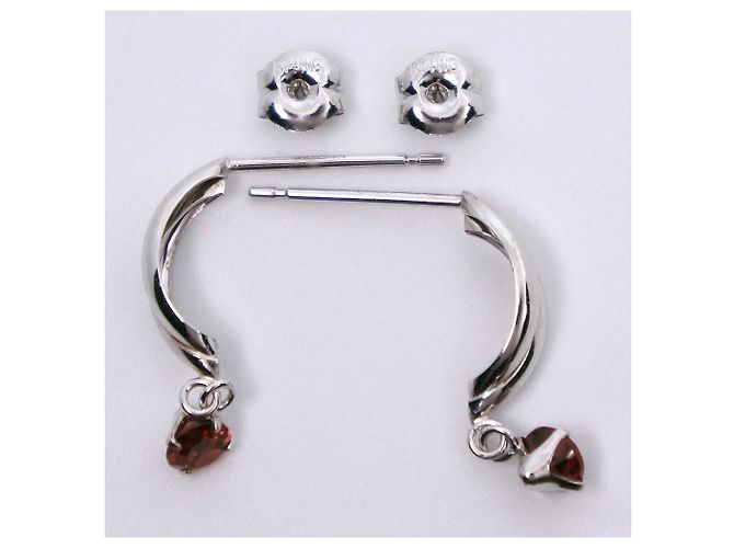 Autre Marque Pendientes de oro blanco K14 con motivo de hoja Plata - vista 4