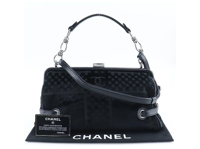 Borsa a spalla in velluto Chanel A33096 Nero - vista 12