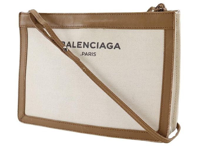 Borsa a spalla in tela e pelle Balenciaga blu navy Marrone - vista 2