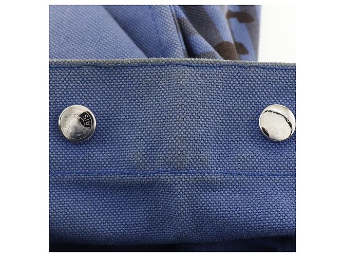 Hermès Hermes Chevaux Tote Bag aus Canvas Blau/Schwarz - Ansicht 12