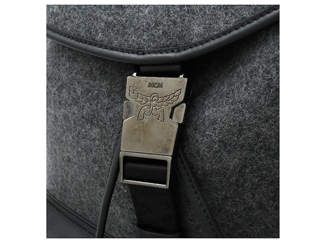 MCM Stadtrucksack Wool Leather Backpack Grey - view 4