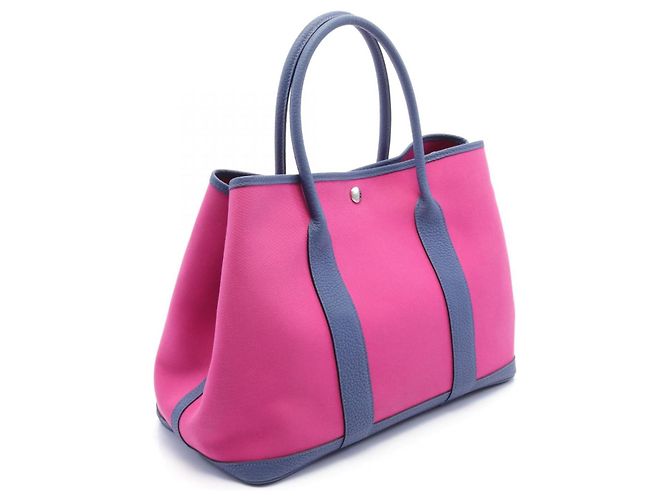 Hermès Borsa Tote Garden Party PM Hermes Rosa/Marino - vista 2