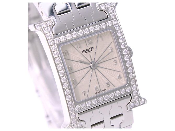 Hermès Hermes H Uhr aus Edelstahl Silber - Ansicht 3