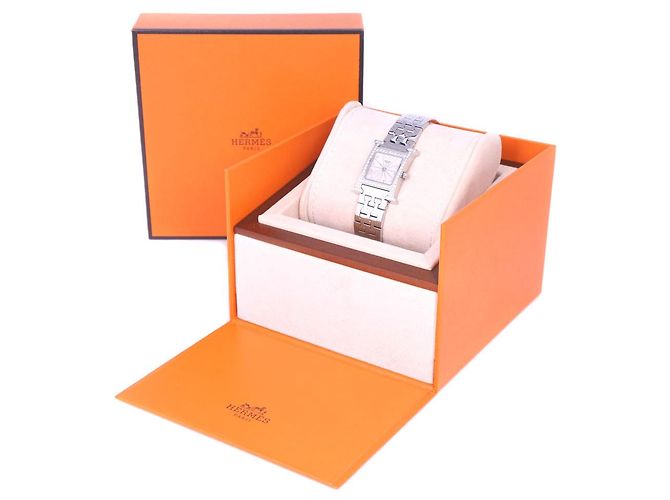 Hermès Hermes H Uhr aus Edelstahl Silber - Ansicht 9