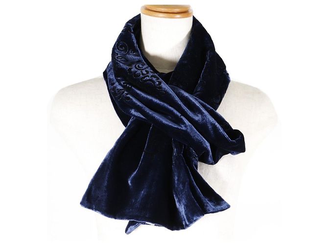 Sciarpa in velluto Salvatore Ferragamo Blu navy - vista 2