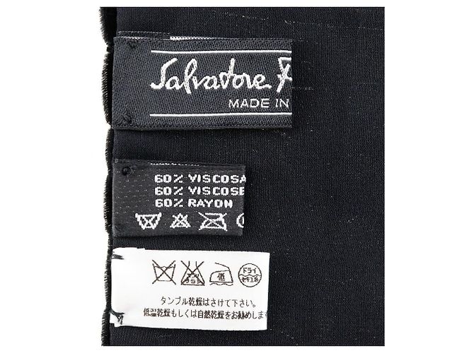 Sciarpa in seta rayon Salvatore Ferragamo Nero - vista 6