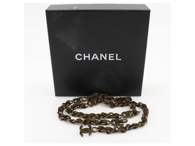 Cinturón de cadena Chanel chapado en oro de ante Castaño - vista 12