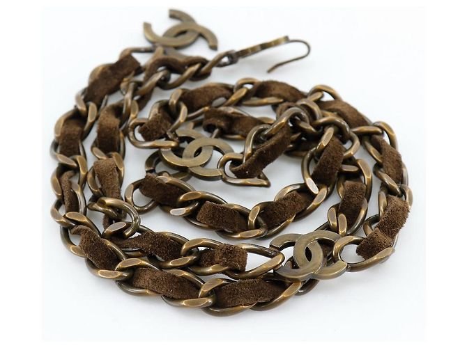 Cinturón de cadena Chanel chapado en oro de ante Castaño - vista 4