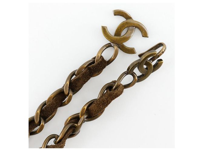 Cinturón de cadena Chanel chapado en oro de ante Castaño - vista 5