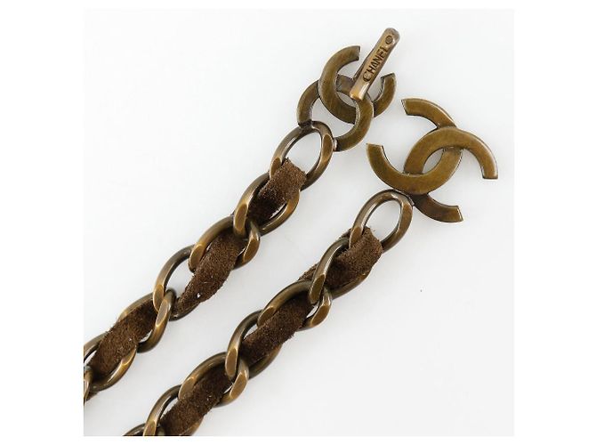 Cinturón de cadena Chanel chapado en oro de ante Castaño - vista 6