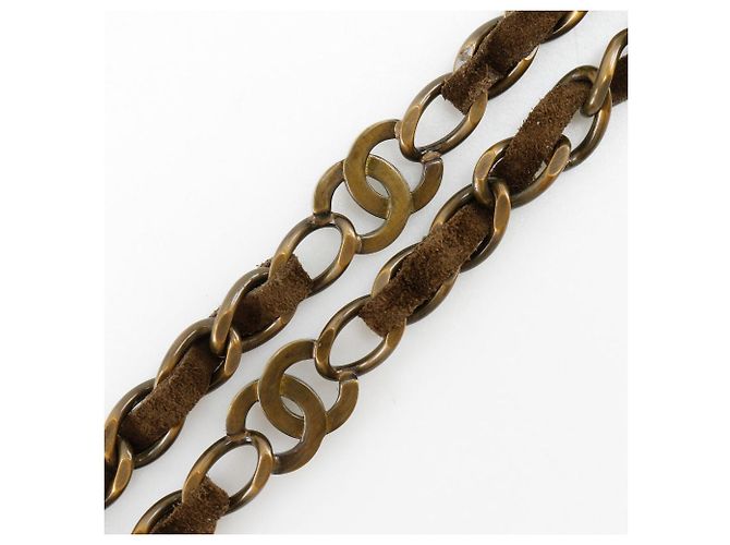 Cinturón de cadena Chanel chapado en oro de ante Castaño - vista 7