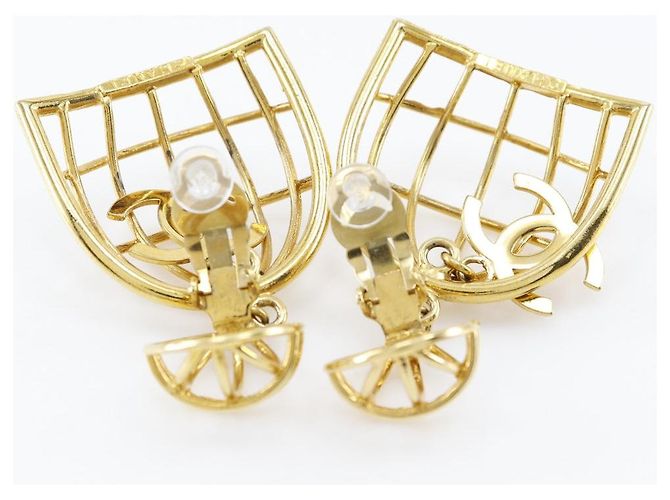 Orecchini a forma di gabbia per uccelli Chanel placcati in oro 93P - vista 4