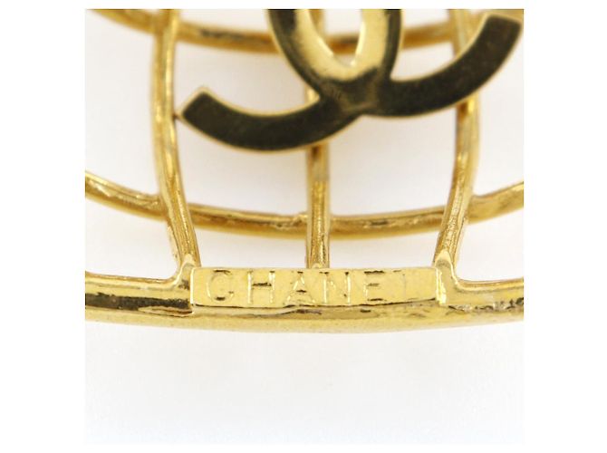Orecchini a forma di gabbia per uccelli Chanel placcati in oro 93P - vista 5