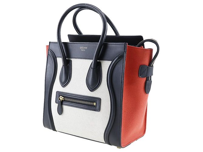 Céline Borsa a mano Celine Luggage in tela di vitello nera Nero - vista 2