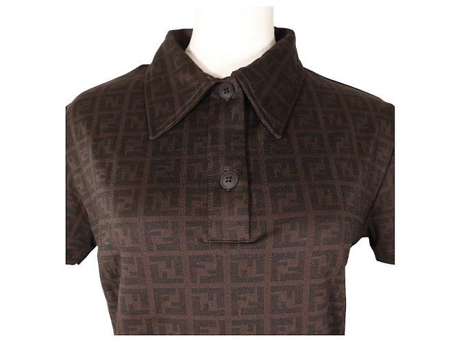 Fendi Zucca Rayon Poloshirt Braun - Ansicht 2