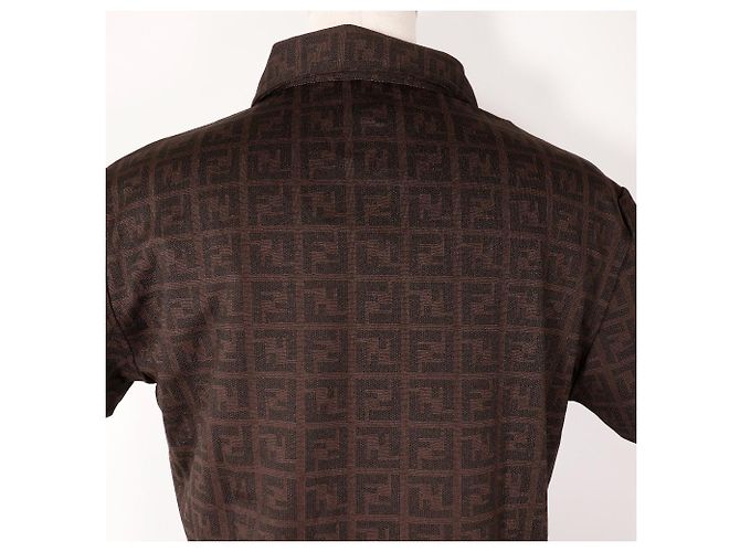 Fendi Zucca Rayon Poloshirt Braun - Ansicht 4