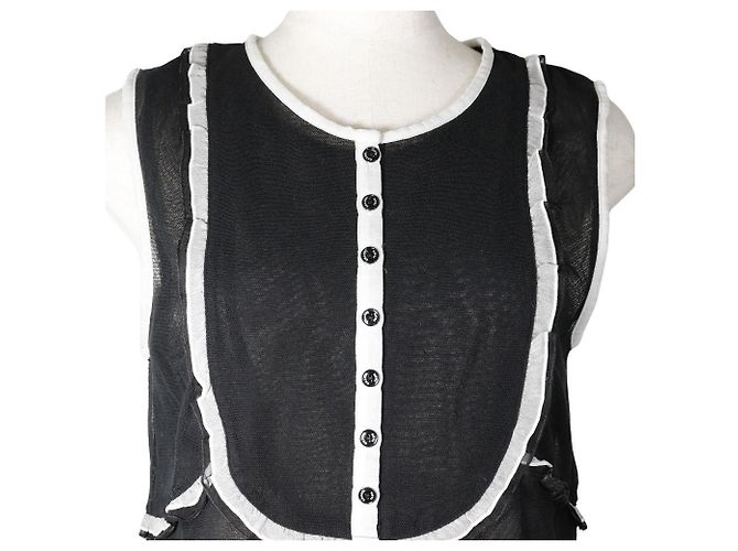 Top sin mangas de algodón negro Chanel - vista 2