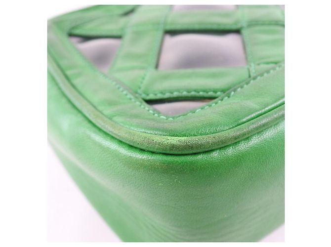 Borsa a spalla in pelle di agnello Chanel con catena Verde - vista 6