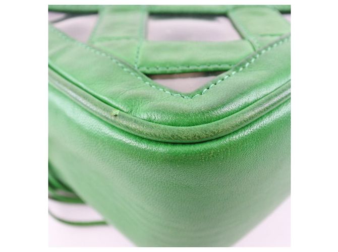 Borsa a spalla in pelle di agnello Chanel con catena Verde - vista 7