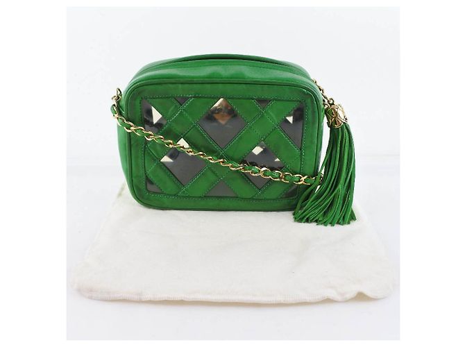Borsa a spalla in pelle di agnello Chanel con catena Verde - vista 8
