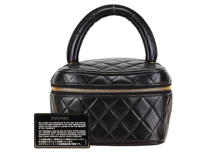 Chanel Matelasse Vanity Bag Black Lambskin - view 8