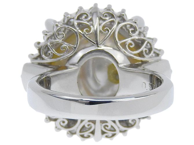 Autre Marque Pt900 Platin Perlen-Diamantring - Ansicht 2