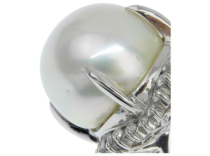 Autre Marque Pt900 Platin Perlen-Diamantring - Ansicht 4
