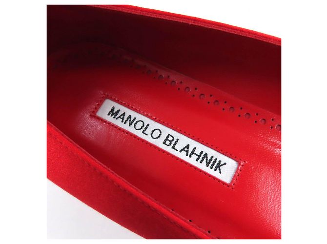 Manolo Blahnik Hangishi Satin Flache Pumps Rot 37 - Ansicht 2