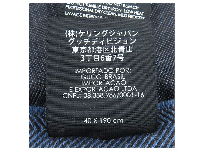 Sciarpa in lana a spina di pesce con logo GUCCI blu marrone - vista 11