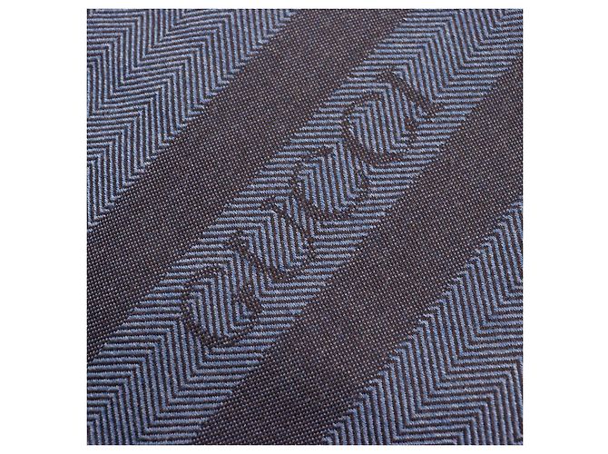 Sciarpa in lana a spina di pesce con logo GUCCI blu marrone - vista 5