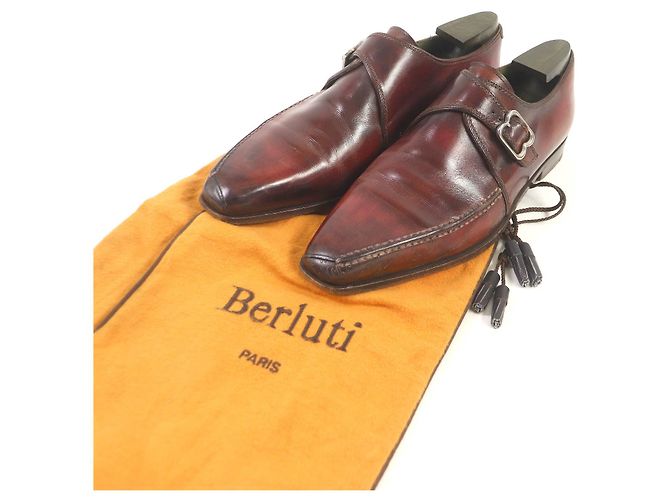 Berluti Leder-Einzelmonk-Schnürschuhe Bordeaux - Ansicht 2