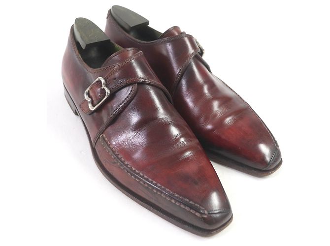 Berluti Leder-Einzelmonk-Schnürschuhe Bordeaux - Ansicht 3
