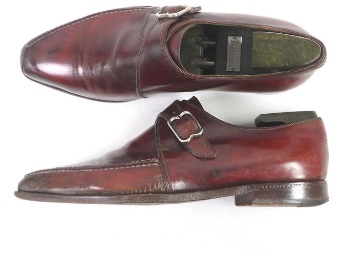 Berluti Leder-Einzelmonk-Schnürschuhe Bordeaux - Ansicht 4