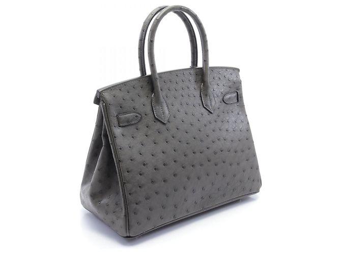 Hermès Ostrich Birkin 30 Graphit Handtasche Grau - Ansicht 2