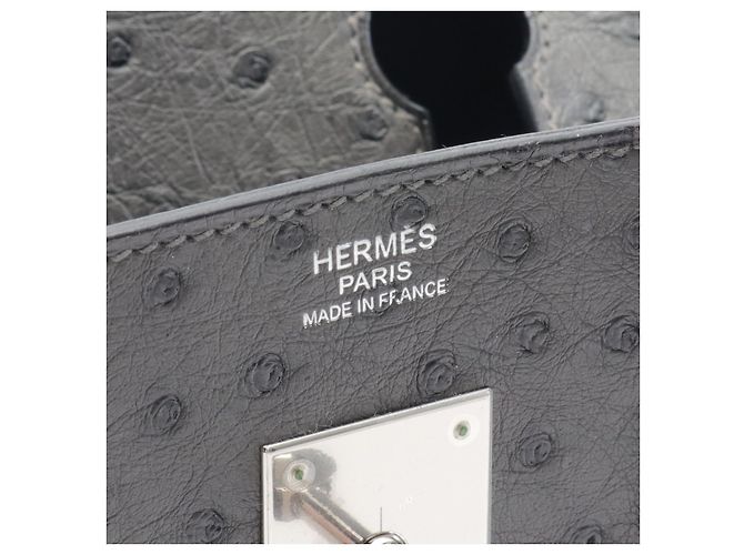 Hermès Ostrich Birkin 30 Graphit Handtasche Grau - Ansicht 4