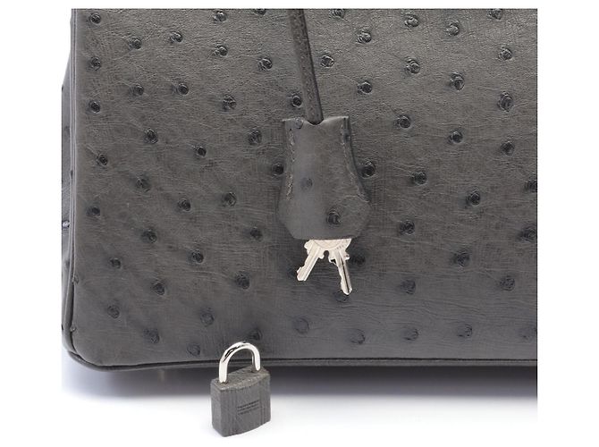 Hermès Ostrich Birkin 30 Graphit Handtasche Grau - Ansicht 6