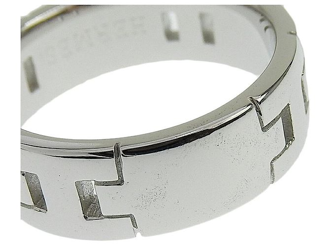 Ring Hermès Bague Hermes Heracles Logo H K18WG Or Blanc - vue 5