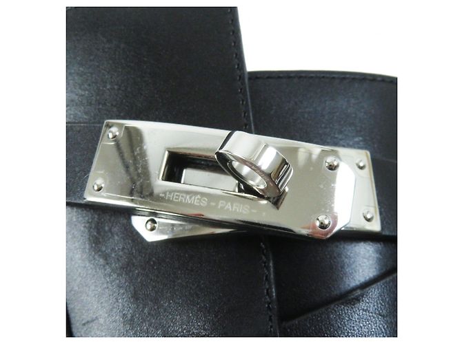 Hermès Botas cortas de cuero con hebilla Hermes Kelly negras Negro - vista 6