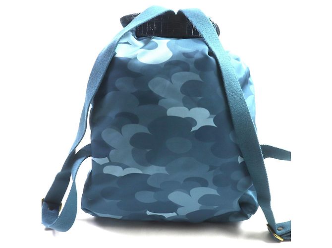 Autre Marque Felisi Crocodile Embossed Leather Backpack Blue - view 3