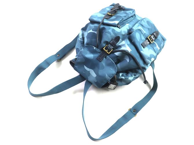 Autre Marque Felisi Crocodile Embossed Leather Backpack Blue - view 5