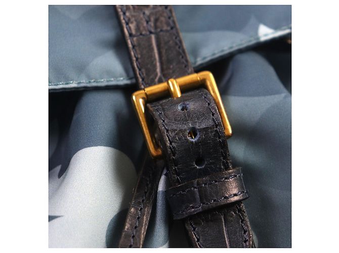 Autre Marque Felisi Crocodile Embossed Leather Backpack Blue - view 8