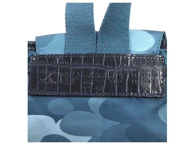 Autre Marque Felisi Crocodile Embossed Leather Backpack Blue - view 9