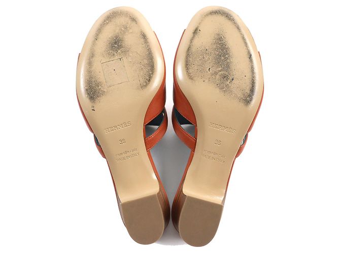Hermès Mules de couro com fivela Hermes Kelly marrom - vista 4
