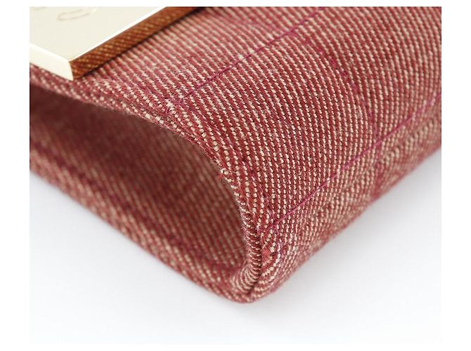 Borsa a spalla in tela di cotone Chanel Rosso - vista 4