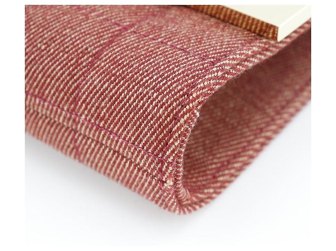 Borsa a spalla in tela di cotone Chanel Rosso - vista 5